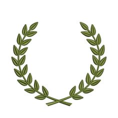 a laurel wreath with two green leaves on it, in the shape of a circle