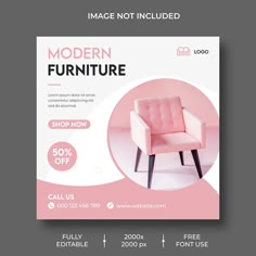 a flyer with a pink chair on the front, and an advertise for furniture