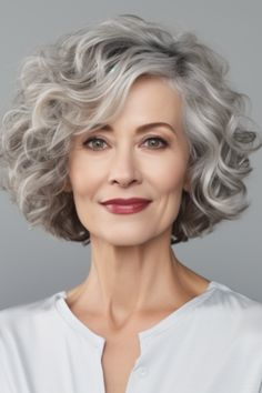 Modern Hairstyle Bob With Bangs Short Hairstyle Inspiration Attractive Features, Medium Long Haircuts, Grey Curly Hair, Short Silver Hair, Haircut For Older Women, Curly Bob Hairstyles, Penteado Cabelo Curto, Haircuts For Women