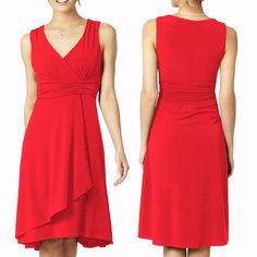 Elegant Mid Length V-Neck Sleeveless Jersey Cocktail Party Day Dress Coral #AikoFashion #SleevelessVNeck #CasualCocktail Hair Clothes, Day Dress, Dress Size Chart, Jersey Dress, Formal Dress, Cocktail Party, Red Formal Dress, Mid Length, Day Dresses