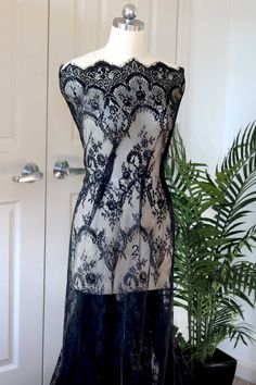 Please note that the default FREE shipping method will be USPS first class mail. Please leave us a message if you need a rush order! One piece consists of about 3 Yards Long of Chantilly Lace. Good for making romantic bridal dresses, bridal veils or other costume design. Light ivory color is available, please check the link down below: https://www.etsy.com/listing/666898136/f016-33-yard-light-ivory-chantilly?ga_search_query=F016&ref=shop_items_search_1&pro=1 Price: For 1 piece Color: Bla Black Sheer Lace Dress For Wedding, Black Lace Dress For Wedding Night, Black Lace Patchwork Dress For Wedding, Black Lace Back Dress For Wedding, Black Sleeveless Dress For Wedding Night, Black Lace Trim Dress For Wedding Night, Fitted Black Lace Dress For Wedding, Black Lace Dress For Wedding, Black Scalloped Lace Dress For Weddings