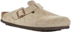 Classic Outdoor Mules With Cushioned Footbed, Casual Beige Outdoor Clogs, Casual Beige Clogs For Outdoor, Classic Slip-on Mules For Outdoor, Classic Outdoor Clogs With Cushioned Footbed, Boston Clogs, Birkenstock Men, Suede Slides, Mens Sandals