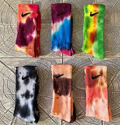 Colorful hand-dyed Nike socks Colored Nike Socks, How To Dye Nike Socks, Tye Dye Nike Socks, Dyed Socks Nike, Handmade Multicolor Casual Socks, Handmade Pink Casual Socks, Casual Handmade Multicolor Socks, Casual Multicolor Handmade Socks, Dyed Nike Socks