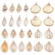 PRICES MAY VARY. ❤[1 BOX 6 STYLE SHELL CHARMS]: Come with 24pcs cowrie shell charms pendants. 6 style, each style have 4pcs. A plastic box is included to help you store this jewelry findings. ❤[SIZE]: Electroplate Spiral Shell Pendants about 25x15x12mm(1x0.6x0.5inch), hole: 1.6mm; Plastic Bead Containers about 7.4x7.2x1.7cm. ❤[MATERIAL]: These shell pendants are made of cowrie shell. Light gold plated in edge and bail. Hypoallergenic, safe for sensitive skin. ❤[DIY MAKING]: Enjoy your own crafts Spiral Shell, Seashell Necklace, Christmas Crafts For Gifts, Jewelry Making Project, Jewelry Making Charms, Cowrie Shell, Shell Jewelry, Shell Pendant, Diy Necklace