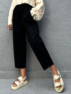 SPU: YSHMY240814123 Style: Casual Color: black, off-white Pattern Type: Leisure Season: Summer Length: Regular Details: Plain Material: Cotton and Linen Size: S/M/L/XL/2XL/3XL Size Chart： pants length Hips Waist CM inch CM inch CM inch S 104 40.9  110 43.3  68 26.8  M 105 41.3  115 45.3  73 28.7  L 106 41.7  120 47.2  78 30.7  XL 107 42.1  125 49.2  83 32.7  2XL 108 42.5  130 51.2  88 34.6  3XL 109 42.9  135 53.1  93 36.6  This data was obtained from manually measuring the product, it may be off by 1-2 CM. Black Tapered Leg Summer Pants, Casual Black Pants For Spring, Black Relaxed Fit Pants For Spring, Black Straight Pants For Day Out, Black Straight Leg Pants For Day Out, Versatile Black Pants For Day Out, Black Ankle-length Pants For Day Out, Loose Trousers, Pants Length