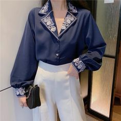 Chique Outfit, Classy Work Outfits, Elegant Blouses, Chic Outfit, Women Blouses, Womens Long Sleeve Shirts, Elegant Shirt