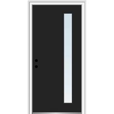 Black Metal Front Door, Door Front View, Modern Front Doors, Mobile Home Doors, Single Front Door, Front Entry Door, Door Lock System, Modern Exterior Doors, Fiberglass Front Door