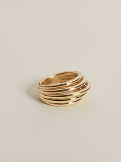 Billowing yet structured, these pieces take cues from avant proportion, exploring how graceful softness can be found within precise form. Coiled and stacked version of the Form Ring II. Each round band is hand made in solid gold or silver with a high polish finish, extending beyond the finger and forming contoured high Gold Right Hand Rings, J Hannah, 18k Gold Ring, Stacked Jewelry, Jewelry Lookbook, Solid Gold Rings, Special Jewelry, Timeless Jewelry, All That Glitters