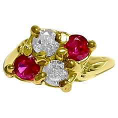 Embrace timeless elegance with this vintage ladies' ring, crafted from 14k yellow gold and adorned with a captivating 0.20 carat Burma ruby and 0.20 carats of round brilliant-cut diamonds. The ruby, boasting a blood pigeon color, and the diamonds, with VS-SI clarity and G color, create a mesmerizing contrast. Set in prong settings and totaling 0.40 carats, all gemstones are 100% natural earth mined, making this ring a beautiful and authentic addition to any collection. Key Features: 14k yellow gold. 0.20 carat diamonds. VS-SI clarity and G color. Round brilliant cut diamonds. 0.20 carat Burma ruby. Blood pigeon color ruby. Total carat weight of all gemstones: 0.40 carats. All gemstones set in prong setting. All stones are 100% natural earth mined. Beautiful ruby, diamond and gold ring. Per Pigeon Color, Diamond And Ruby Ring, Gold Cocktail Ring, Gold Cocktail, Diamond Cocktail Rings, Diamonds And Gold, Tourmaline Ring, Ruby Diamond, Ruby Ring