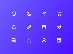 the icons are white on a purple background