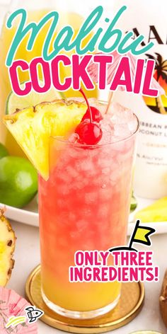 a magazine cover with a pineapple drink on the table next to other food and drinks