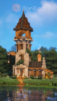 Survival Tower Base🏠 Look Out Tower Minecraft, Cute Survival Minecraft Houses, Minecraft House Builds Ideas, Minecraft Base Medieval, Towers Minecraft Ideas, Minecraft Building Ideas Towers, Mc Tower Design, Mc Wizard Tower, Minecraft Tower House Ideas