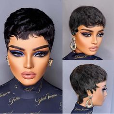 Short Human Hair Wigs For Black Women Natural Black Color Glueless Wigs Short Curly Layered Pixie Cut Wigs For Black Women Human Hair Black Curly Wig Layered Pixie Cut, Honey Blond, Black Curly Wig, Layered Pixie, Straight Layered Hair, Wigs Short, Hair Wigs For Black Women, Cheap Wigs, Short Human Hair Wigs