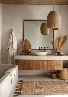 Boho bathroom elegance featuring a clawfoot tub and subway tiles Airbnb Bathroom Ideas, Sandy Bathroom, Bali Bathroom, Bathroom Mediterranean, Sage Interior, Zen Bathroom Design, Bohemian Bathroom Decor, Boho Bathroom Ideas, Stile Boho Chic