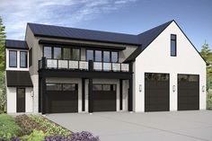 this is an artist's rendering of a two - story house with garages