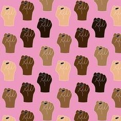 a pink background with brown and black hands holding up the same number of fingers in different colors