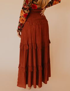 Ruffle tier maxi skirt or dress - Smocking on top - Tiered body with ruffle True to size fit - Finished with clean hem - Lined Tiered Maxi Skirt, Top Graphic Tees, Smock Dress, Dress Accessories, Montana, Smocking, Maxi Skirt, Bag Accessories, Skirt