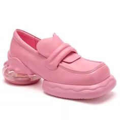 Whimsical And Extraordinary Pink Colored Shoes. Very Comfortable. All Sales Are Final Casual High Heel Synthetic Loafers, Trendy Closed Toe Synthetic Loafers, Trendy Pointed Toe Synthetic Sneakers, Trendy Synthetic Closed Toe Loafers, Platform Closed Toe Synthetic Loafers, Platform Synthetic Closed Toe Loafers, Medium Width Synthetic Loafers With Round Toe, Pink Slip-on Sneakers With Closed Toe, Spring Party Slip-on Sneakers