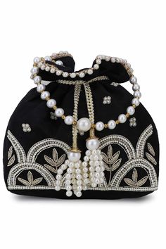 Elegant Festive Tassel Bags, Elegant Festive Bags With Tassels, Festive Evening Bags With Tassels, Festive Party Bags With Tassels, Bohemian Embroidered Potli Bag For Evening, Bohemian Embroidered Evening Potli Bag, Bollywood Style Potli Bag With Latkans, Elegant Festival Bags With Tassels, Traditional Potli Bag For Evening