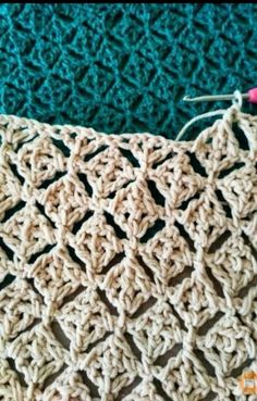 the crochet pattern is being worked on