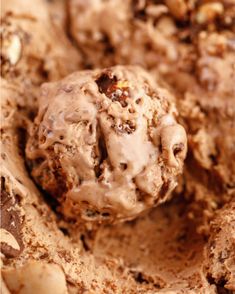 a scoop of ice cream with nuts in it