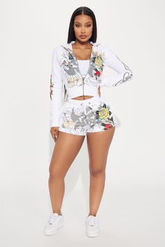 Ed Hardy Outfit, Ed Hardy Tiger, Tiger Roar, Cotton Shorts Women, Lilly Pulitzer Outfits, Y2k Summer Outfits, Luxe Clothing, Fashion Nova Outfits, Cute Lazy Outfits