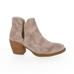 Very G Reagan Cream Bootie Spring Ankle Boots With Cushioned Footbed, Spring Ankle-high Boots With Cushioned Footbed, Taupe Casual Ankle Boots, Casual Taupe Ankle Boots, Casual Beige Low Heel Boots, Taupe Round Toe Boots For Spring, Taupe Ankle-high Boots For Spring, Spring Taupe Ankle-high Boots, Taupe Ankle Boots For Spring