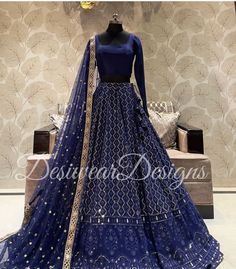 Made to Order/Measurement/Custom Order Lehenga - Color : Blue - Fabric : Georgette - Fully flared paneled lehenga - Embroidered  Blouse -  Net Dupatta with Gold Border - Drawstring closure with Tassels - - It can be customize in any design or size  PLEASE NOTE: BUYERS ARE RESPONSIBLE FOR ANY CUSTOMS AND IMPORT TAXES THAT MAY APPLY. This is a made to order product. If you opt for 'Made To Measurement Option', we will provide a measurement template and you can share the measurements likewise. If you want to opt for 'Standard Size', Please refer to the size chart provided in the listing. Shipping: Standard Shipping is done by DHL ecommerce and it mostly takes 2 to 3 weeks to deliver after dispatch. Express Shipping is done by DHL express and it mostly delivers within a week after dispatch. Fa Luxury Royal Blue Floor-length Lehenga, Midnight Blue Lehenga, Royal Blue Sharara For Reception With Traditional Drape, Elegant Blue Fitted Sharara, Fitted Blue Sets With Intricate Embroidery, Elegant Blue Choli With Cutdana, Blue Georgette Lehenga With Intricate Embroidery, Traditional Royal Blue Sharara For Reception, Royal Blue Traditional Sharara For Reception