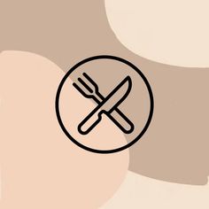 a knife and fork in a circle on a beige background