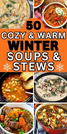 comfort food recipes dinner Soups That Last A Week, February Soup Recipes, Best Soup For Cold Weather, Potluck Soup Ideas, Soup Stews And Chowders, Cold Weather Food Crock Pots, Crockpot Stews And Soups, Crockpot Soup And Stew Recipes, Taste Of Home Soups