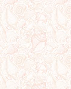 an abstract background with seashells and shells in pastel pink on white paper