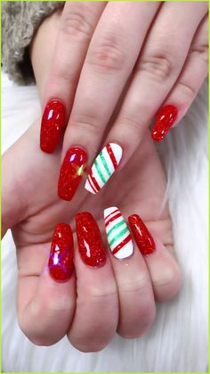 Pre Christmas Nails, Gingerbread Nails, Christmas Mani, Christmas Nails Designs, Christmas Nails Diy, October Nails, Diy Acrylic Nails, Cherry Nails