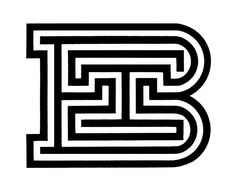 the letter b is made up of black and white lines, which are interlocked into