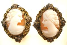 12K Gold Filled Cameo Earrings Vintage Cameo Earrings, Cameo Jewelry, Vintage Cameo, Carved Shell, Oval Earring, Shell Earrings, Screw Back Earrings, Elegant Earrings, Vintage Earrings