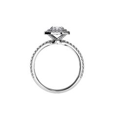 a white gold engagement ring with diamonds on it