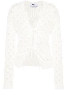 white cotton knitted construction open knit collarless round neck long sleeves ribbed cuffs and hem straight hem front tie fastening Wedding Impossible, Style Goals, Cardigan White, Airport Fashion, Cotton Cardigan, White Cardigan, Van Cleef Arpels, Knitwear Cardigan, Open Knit