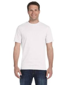 "Gildan - DryBlend® 50/50 T-Shirt White * 5.5 oz.(US) 9.2 oz.(CA), 50/50 preshrunk cotton/polyester * Heather Sport colors: 65/35 polyester/cotton - or - 50/50 depending on the Heather color * Classic fit * DryBlend technology: delivers moisture-wicking properties * Seamless double needle 7/8\" collar * Taped neck and shoulders * Double needle sleeve and bottom hems * Quarter-turned to eliminate center crease * Safety Green: Compliant with ANSI / ISEA 107 If you have any questions, call our cust Mens Workout Shirts, Blank T Shirts, Wholesale Clothing, Scarlet, Custom Tshirts, Workout Shirts, Just In Case, Shirts Tops, Cotton Tshirt