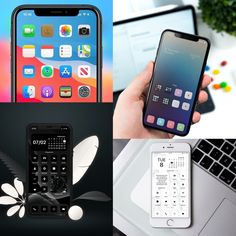 the collage shows several different types of electronics and gadgets, including cell phones