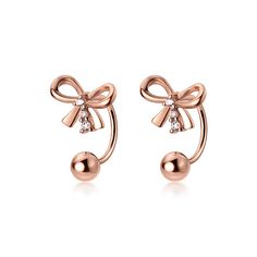 PRICES MAY VARY. Material: Except for the little cz, all other metal of these bow earrings are made of genuine 925 Sterling Silver, including earrings posts and the whole earrings. These sterling silver earrings are electroplated with genuine Rhodium/18K Gold/Rose Gold, which is Hypoallergenic, Lead-free, Nickel-free, Cadmium-free and don't turn your skin green. Size: The total length is about 1.3cm/0.5in. Its weight is about 1.5g/pair. Made of 925 sterling silver, it is lightweight and no press Trendy Rose Gold Cartilage Earrings, Trendy Rose Gold Cartilage Earrings For Gift, Rose Gold Hoop Earrings With Ear Wire For Party, Rose Gold Single Hoop Earring For Party, Adjustable Rose Gold Wrap Earrings, Adjustable Rose Gold Earrings For Party, Rose Gold Wrap Earrings, Cartilage Helix Piercing, Earrings Cartilage