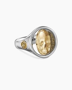 Life and Death Duality Signet Ring in Sterling Silver with 18K Yellow Gold, 20mm Holiday Lookbook, Amulet Charm, Mens Life, Rare Gemstones, Men's Rings, Small Accessories, High Jewelry, David Yurman, Unique Engagement Rings