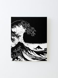 a black and white greeting card with an image of the great wave