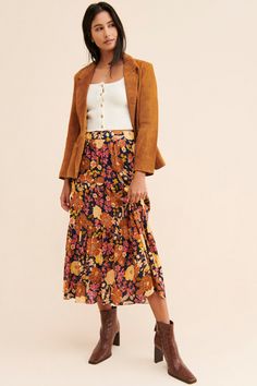 Rent Sasha Tiered Floral Midi Skirt from Nuuly. Pick 6 items for $98/month. Free shipping + returns. Multicolor Tiered Skirt With Floral Print, Vintage Floral Print Midi Skirt, Multicolor Floral Print Midi Skirt, Relaxed Multicolor Floral Print Skirt, Vintage Floral Print Tiered Skirt, Floral Midi Skirt, Color Analysis, Vintage Prints, Midi Skirt