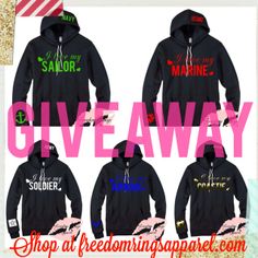 Military clothing giveaway!! Your choice of hoodie for any branch! Two winners will be announced on 2/10/14 Usmc Wife, Army Mom, Army Wife, Military Outfit, Military Life, Us Army, Adidas Jacket, Air Force, Soldier