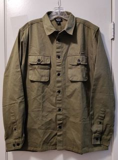 Boohoo Man, Green Tunic, Utility Shirt, Character Aesthetics, Green Long Sleeve, Casual Button Down Shirts, Olive Green, Button Downs, Casual Shirts