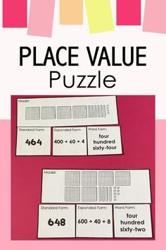 place value math puzzle Teaching Place Value, Place Value Games, Teaching Place Values, Addition Activities, Word Form, Maths Puzzles, Place Value