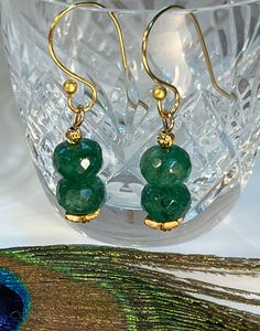 AAA Genuine Emerald Earrings Faceted Emerald Bead Earrings - Etsy Gold Beaded Earrings With Faceted Round Beads, Gold Beaded Earrings With Faceted Beads For Gifts, Gold Earrings With Faceted Round Beads, Faceted Round Beaded Earrings As Gift, Faceted Beaded Earrings With Round Beads As Gift, Faceted Round Bead Earrings As Gift, Pink Opal Earrings, Emerald Bead, Earrings Christmas