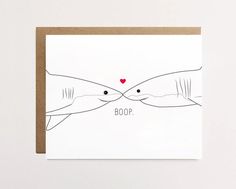 a card with two hands touching each other's foreheads and the words boop written on it