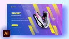 a landing page for a sports store with sneakers on it and an advertizer