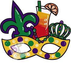 a mardi gras mask with a drink in it