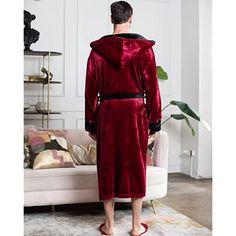 Men's Plush Robe with Slipper Set - BOSS - Men Bathrobe Collection - Lifetime Durable, Curated Hotel Spa Robe with Hood & Pockets - Anti-Slip Belt - Breathable Yet Warm - Won’t Pill, Tear or Darken Size: XL/XXL, Color: Burgundy/Black | LOTUS LINEN Plush Hooded Robe - Long Fleece Spa Bathrobe Polyester / Cotton Blend, Size XL / 2XL | Wayfair Robe With Hood, Plush Robe, Chilly Morning, Fleece Robe, Lazy Weekend, Hooded Robe, Linen Men, Cozy Evening, House Clothes